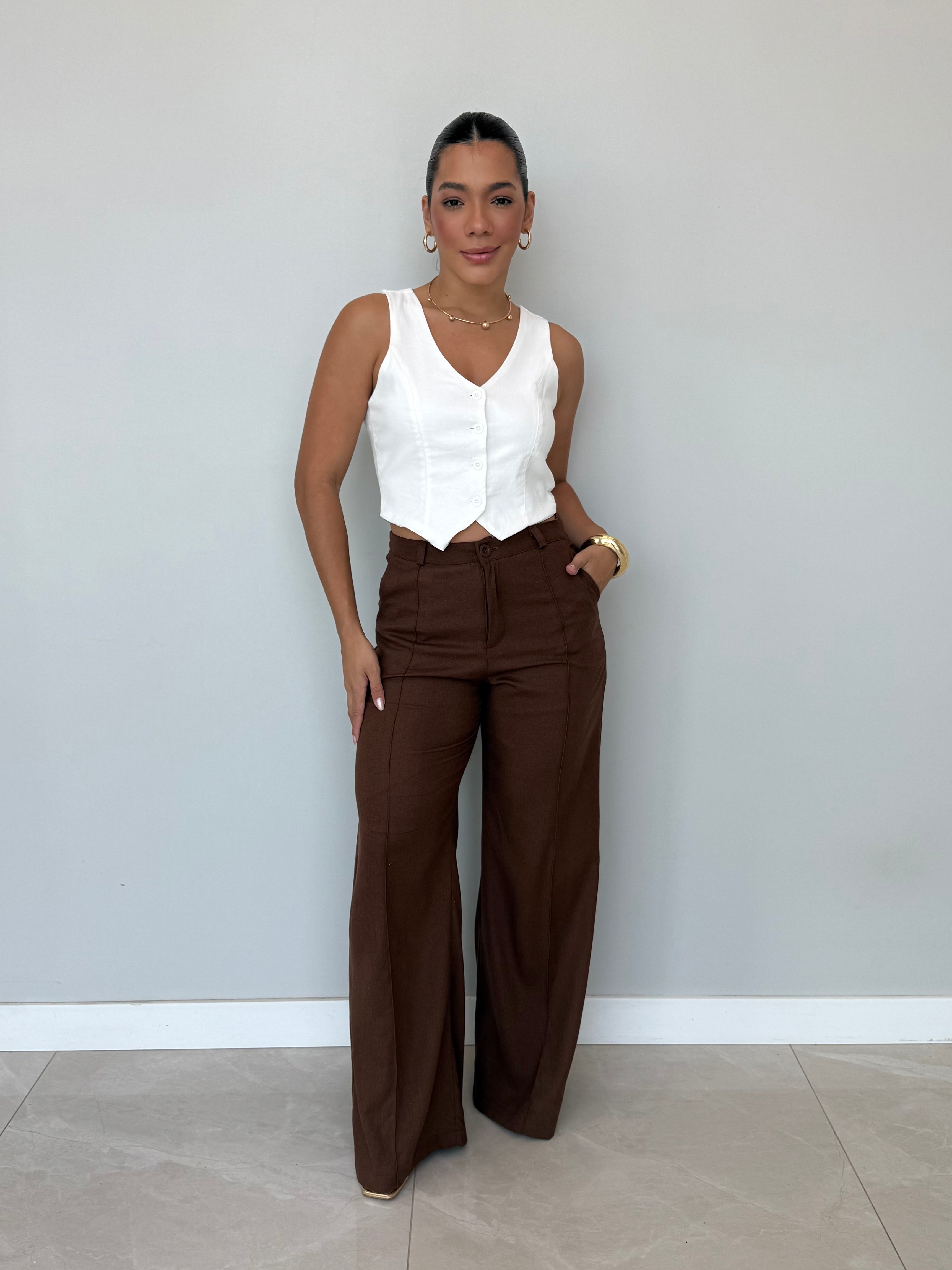 Calça Pantalona Linho Agatha