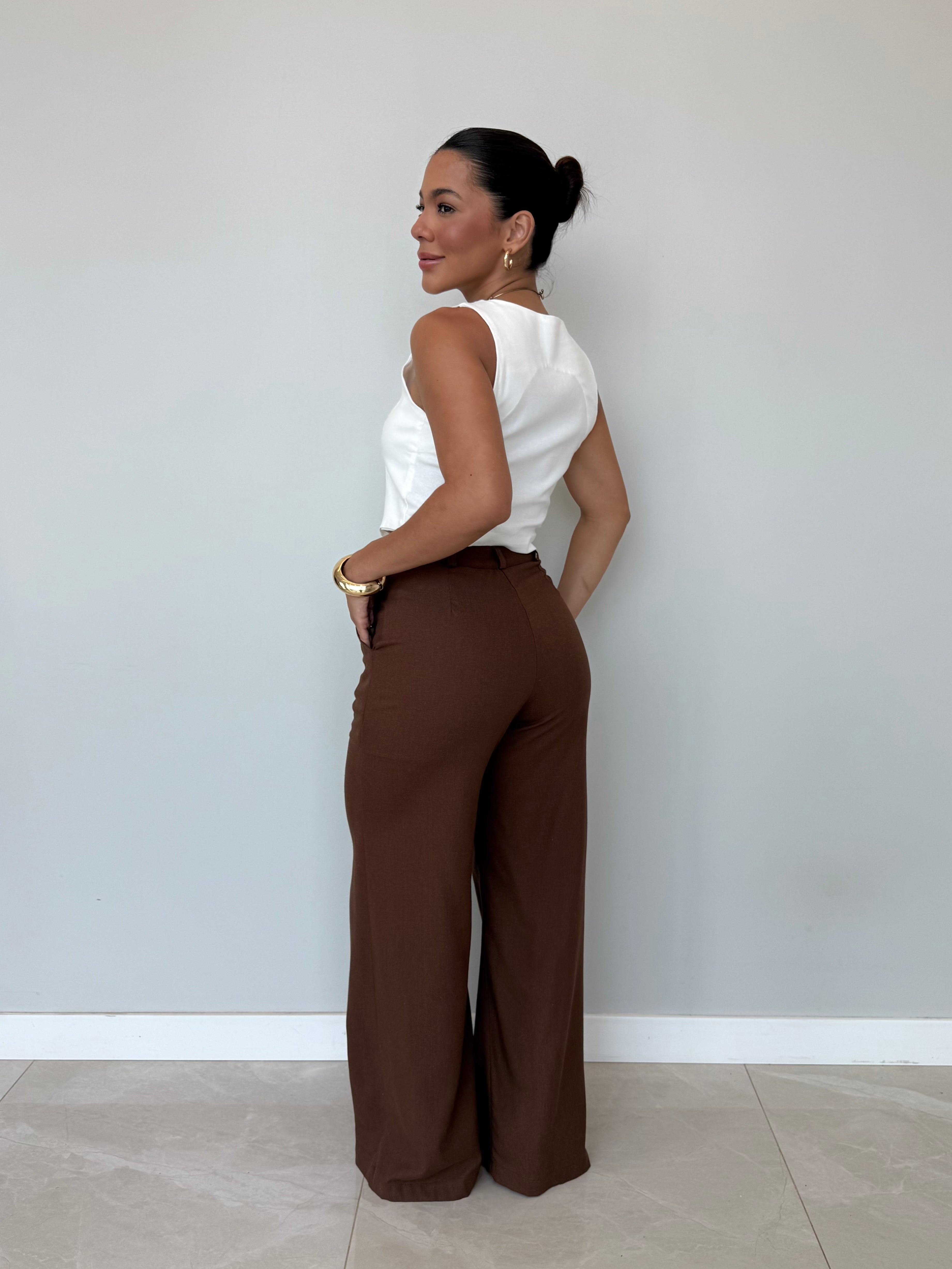 Calça Pantalona Linho Agatha