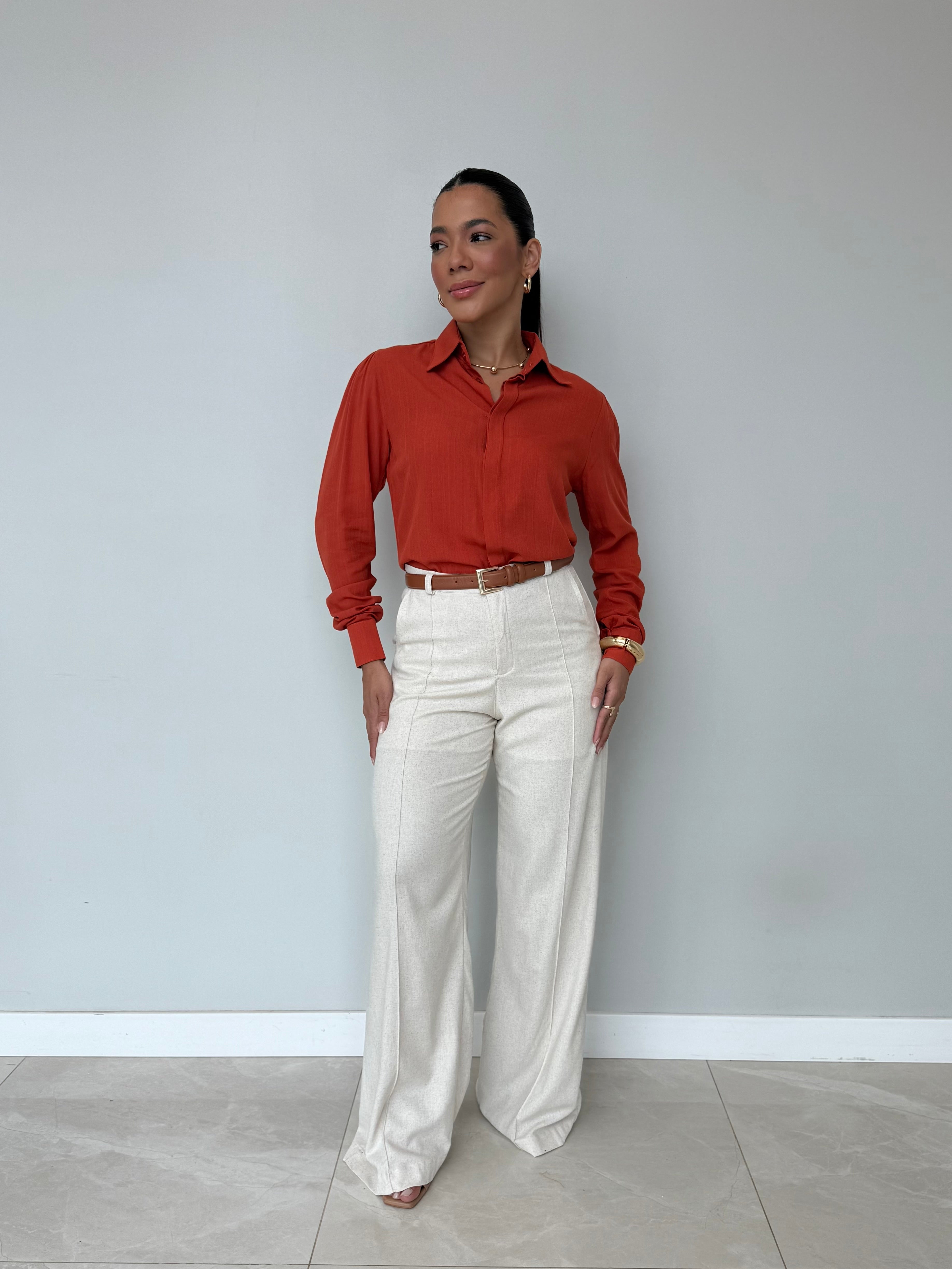 Calça Pantalona Linho Agatha