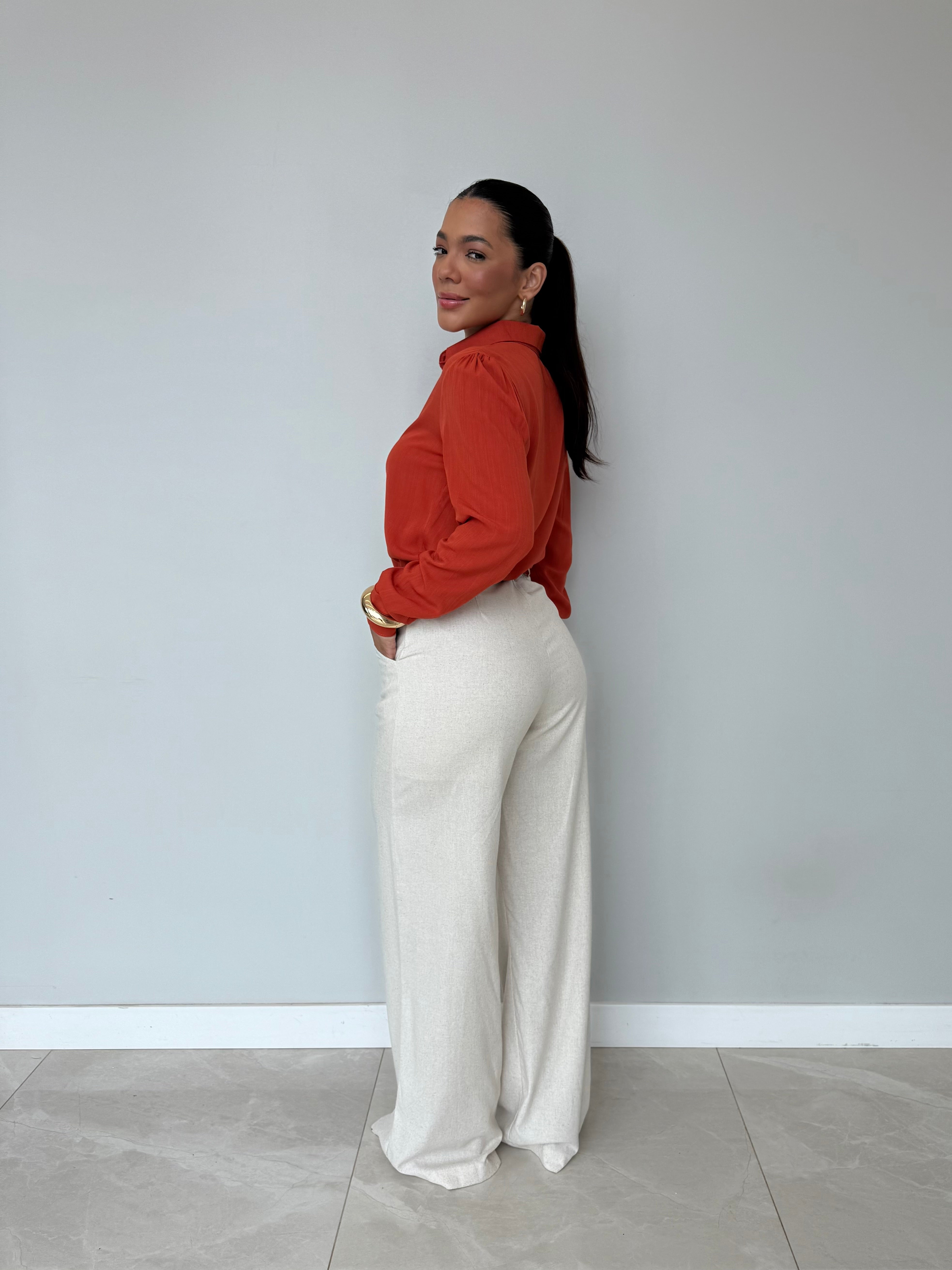 Calça Pantalona Linho Agatha