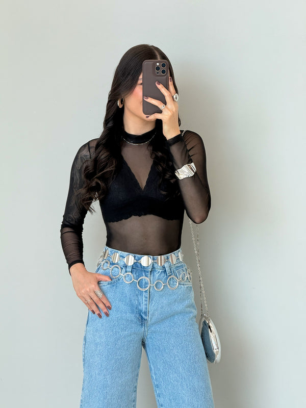 Body Tule Preto