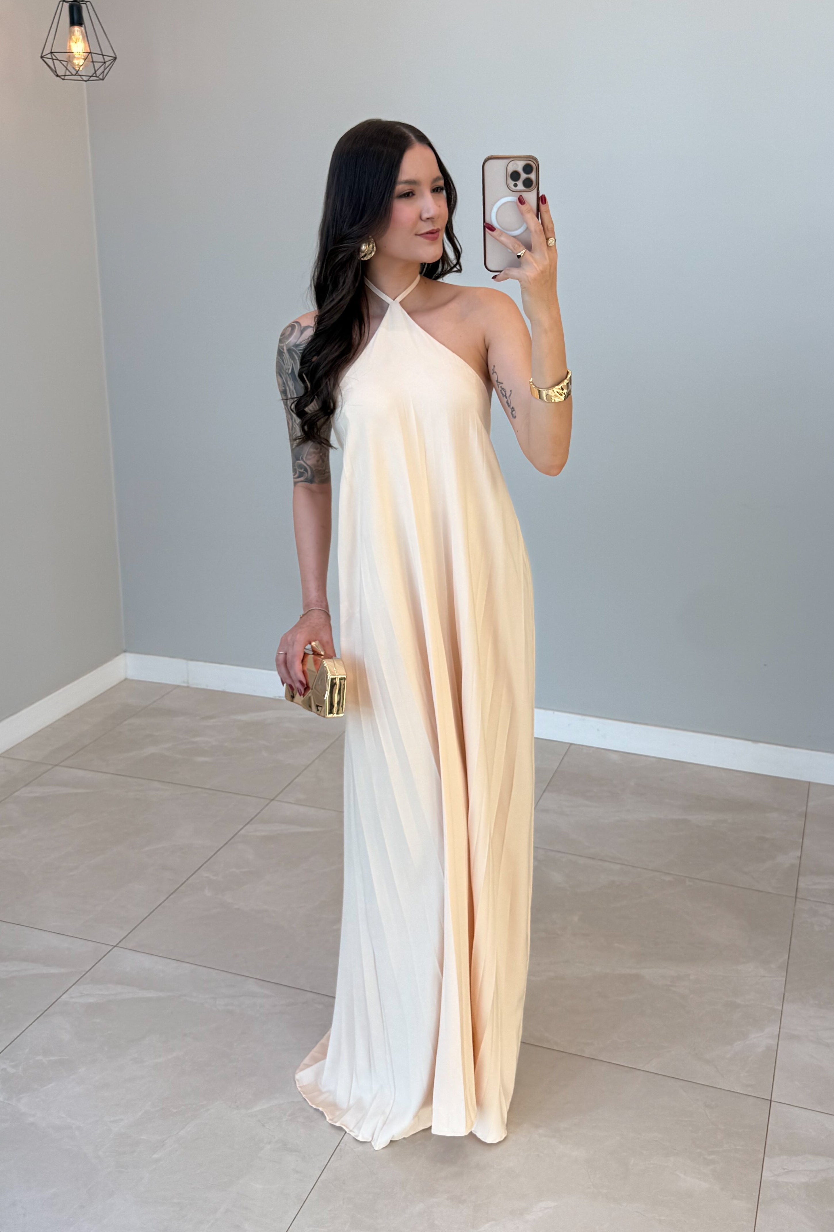 Vestido Longo Plissado